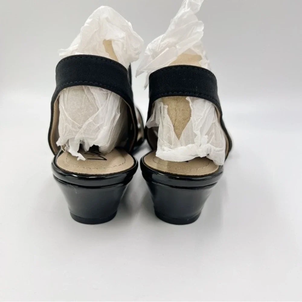 6W 6 W WIDE‎ LifeStride Womens Black Yolo Ankle Strap Low Wedge Sandals Shoes